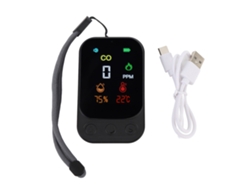 Detector De Monóxido De Carbono Portátil Multifuncional Con Sensor Electroquímico, Medidor De Temperatura Y Humedad Para Viajes, Camping, Barbacoas, 5 V Cc, Negro.