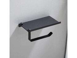 Soporte De Pared Negro Para Papel Higiénico Con Estante