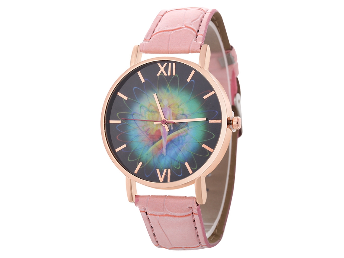Reloj De Pulsera De Aleación Con Dial Redondo Analógico De Cuarzo Fashion (rosa)