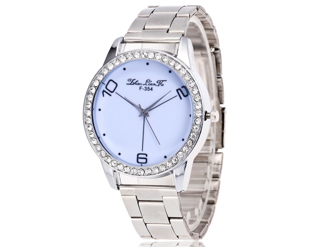 Relógio Unissex Rebirth Com Mostrador Quadrado De Quartzo E Pulseira De Couro Pu (branco Marrom) Com Strass