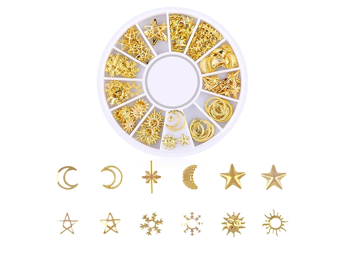 Especial De Navidad: Tachuelas Doradas, Tachuelas De Aleación Metálica, Diseños De Uñas Con Conchas Marinas Y Estrellas De Mar.