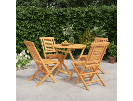 Conjunto 5 de comedor para jardín VIDAXL madera maciza de teca