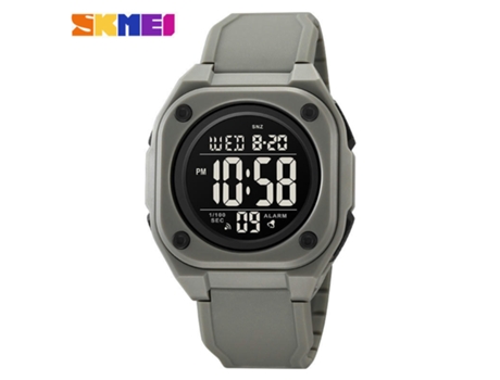Reloj cuadrado para hombre, deportivo, multifunción, con calendario, pantalla LED, relojes de pulsera, color gris LUUCOZK
