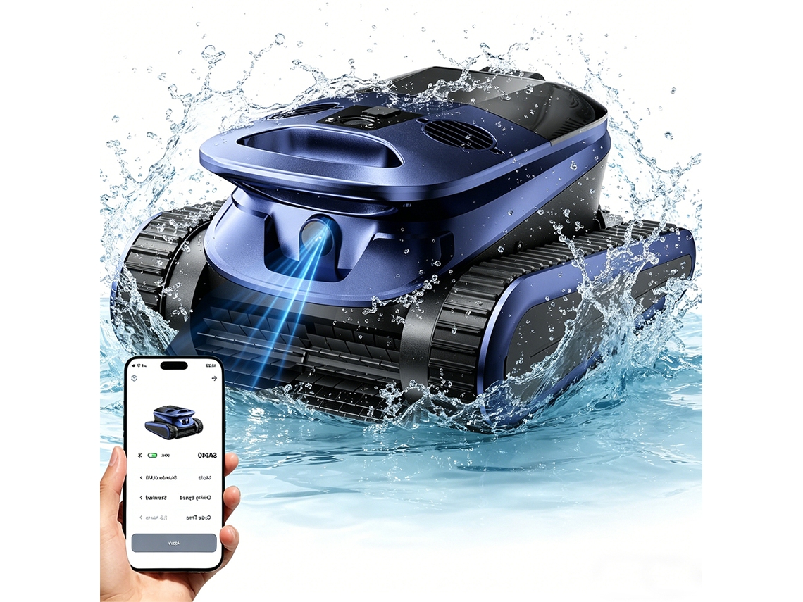 Robot limpiafondos inalámbrico para piscinas (novedad 2026): navegación con IA, control por app, 240 min de autonomía, potente succión, filtración ultrafina, hasta 300 m², actualizaciones inalámbricas