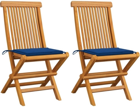 Conjunto 2 Silla de exterior VIDAXL Azul Teca (47x60x89 cm)