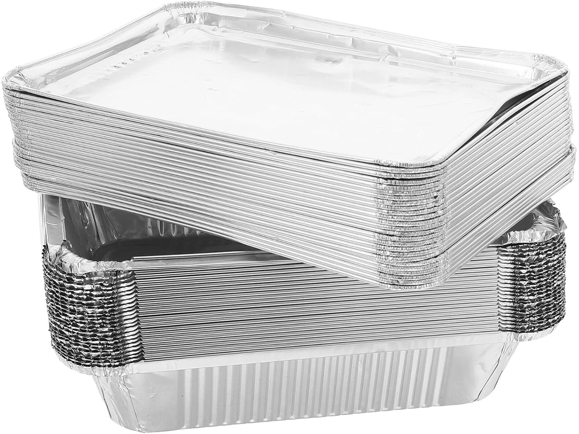 Paquete De 25 Envases De Aluminio Con Tapa, Envases Desechables Para Alimentos.