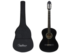 vidaXL Guitarra clásica para principiantes con funda negro 4/4 39"