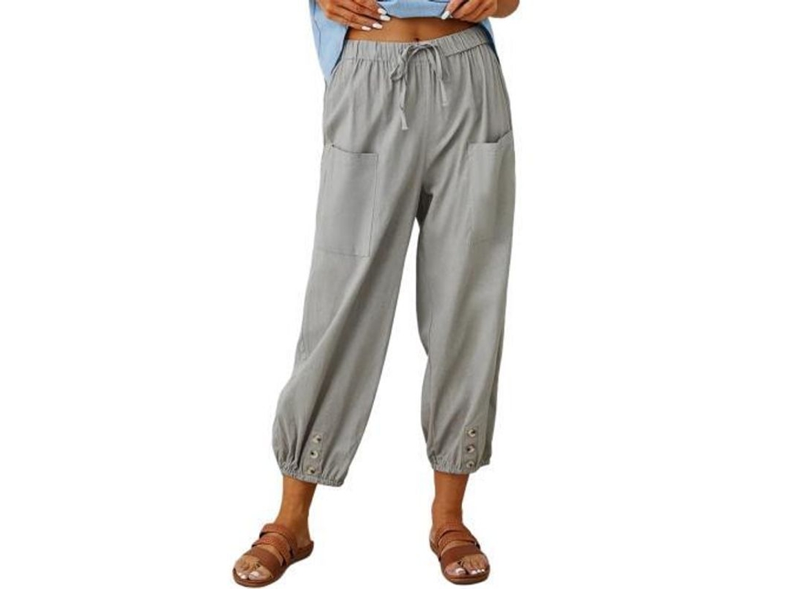 2026-pantalones Lantern Harem Mujer Verano Sueltos Lino Con Bolsillos Pantalones Ankle Ligero