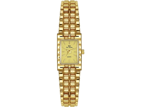 VEANXIN Reloj vintage dorado pequeño para mujer con caja rectangular y pulsera de acero inoxidable-Oro blanco