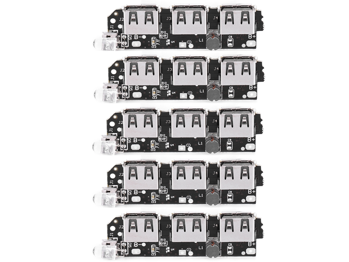 Módulo De Carga Usb De 3 Puertos Para Power Bank Diy, Placa De Circuito Impreso De 5v 2.1a Con Protección Contra Sobrecarga.