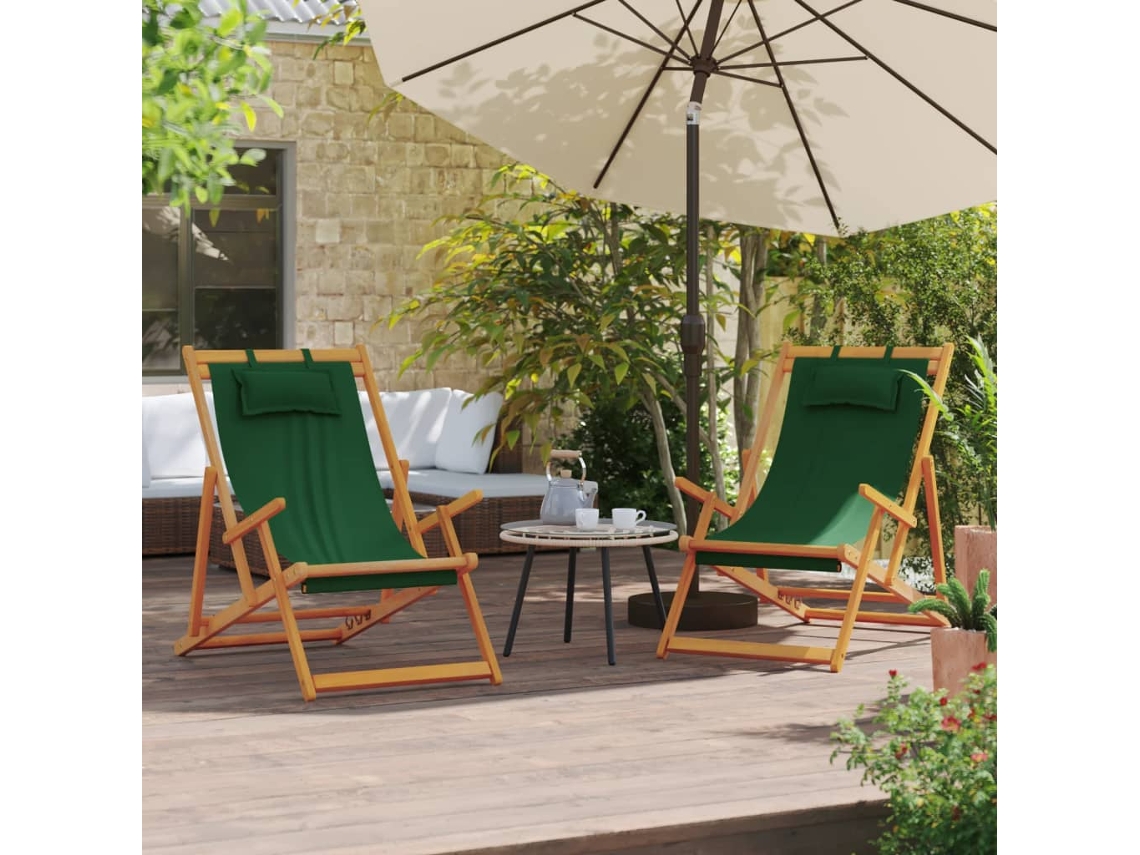 Sillas de playa plegables de 2 piezas DKD Home Decor, tela verde