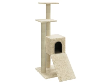 vidaXL Rascador para gatos con postes de sisal color crema 92 cm