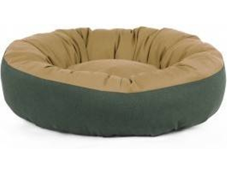 Cama Redonda para Perros y Gatos GAUTY Tela de sarga (Beige y Verde - 57 cm)