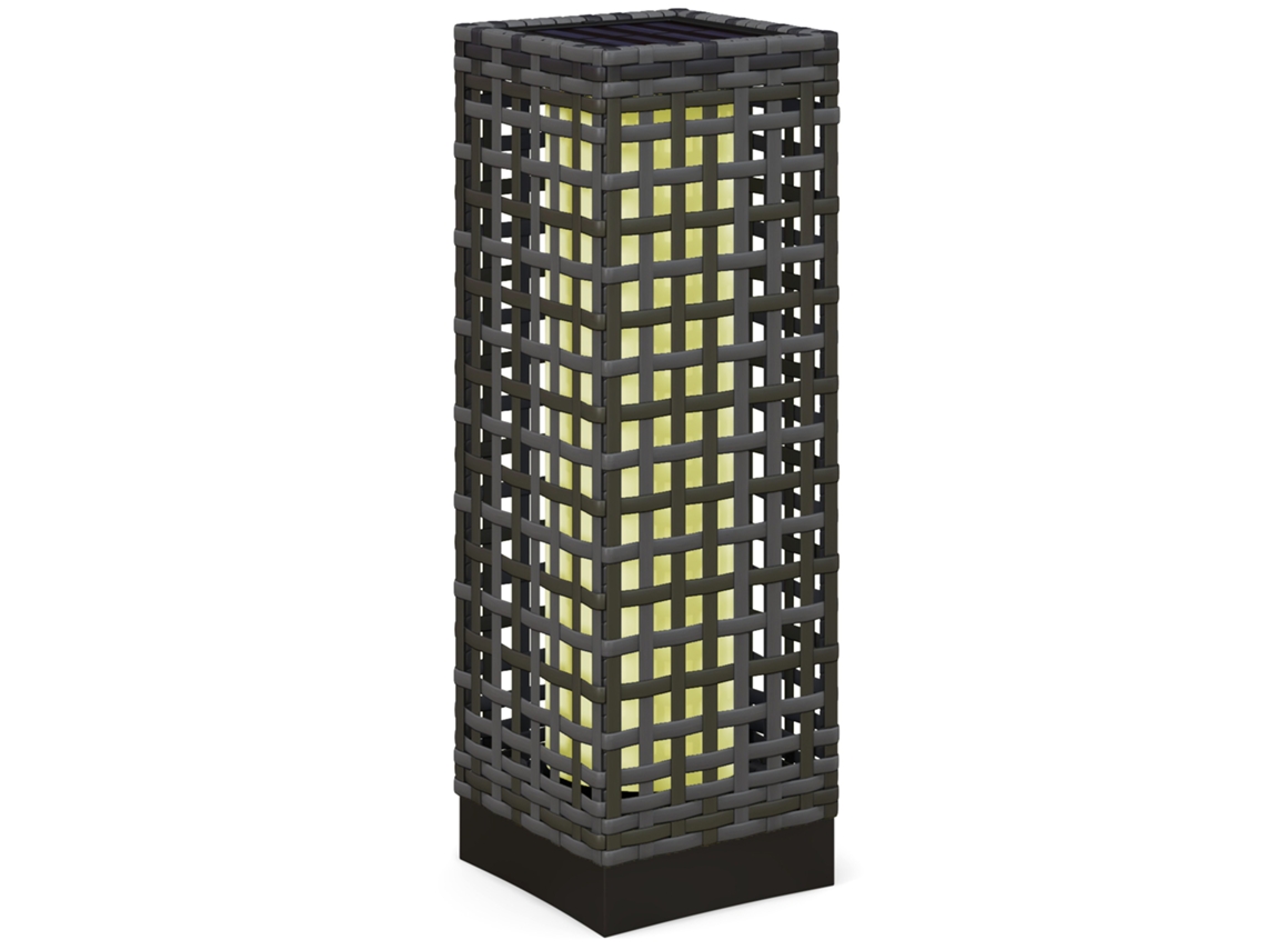 Lámpara Solar De Mimbre Para Caminos, Protección Ip44, Sensor Automático, Color Gris.