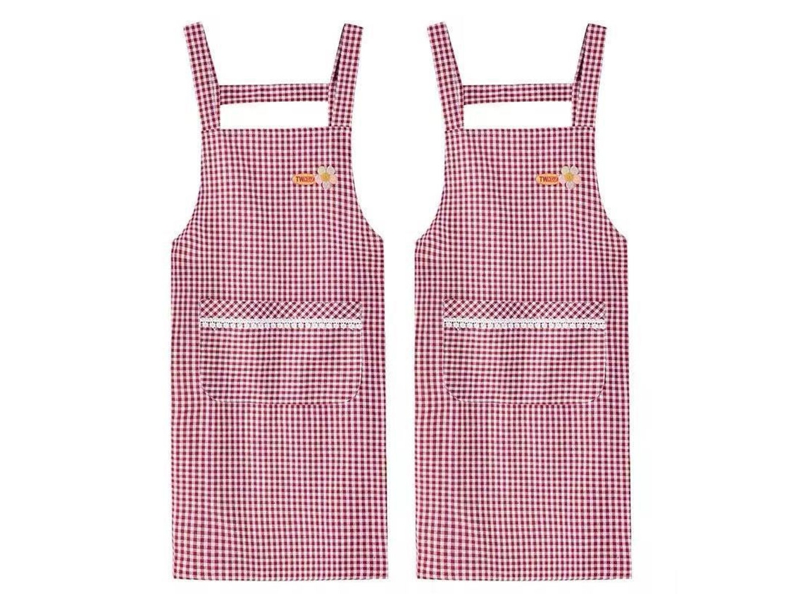 2 Piezas De Delantal De Algodón Nuevo Estilo Transpirable Y Resistente Manga Corta Cintura Ropa De Trabajo Para Adultos Cocina
