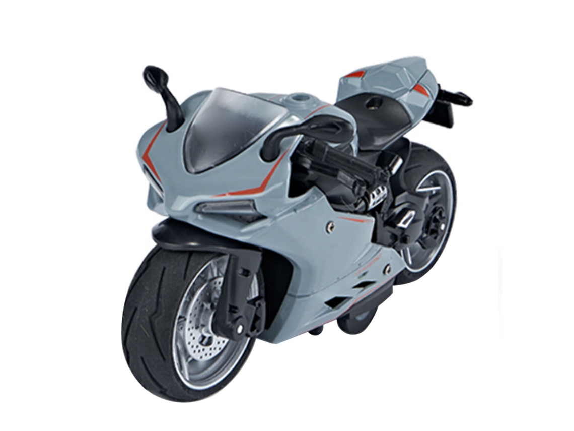 Ats-modelo De Motocicleta De Juguete A Escala 1:14 De Aleación Y Plástico Con Sonido Y Luz, Retroceso, Color Gris