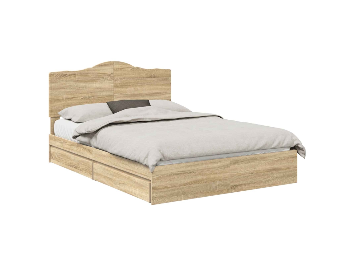 Maison Exclusive - Cama Con Almacenamiento Con Cabecera Roble Sonoma 150 X 200 Cm