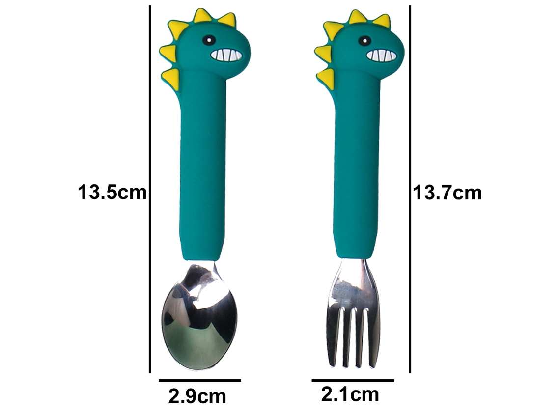 Juego de utensilios para bebé: juegos de cuchara y tenedor de acero inoxidable y platos de silicona NEVEANCE