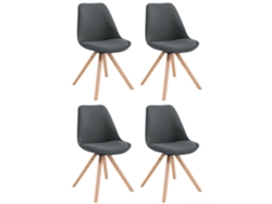 Juego de 4 sillas para invitados Toulouse Square tela gris oscuro/natura CLP