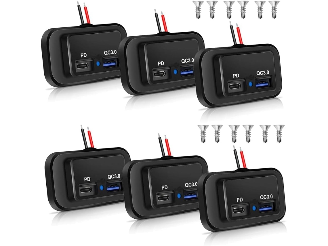 6 Tomas Usb De 12 V/24 V Para Autocaravana (doble Pd3 0 Tipo Dc) Y Carga