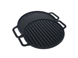 Plancha Cocina Hierro Fundido Esmaltado Inducción, Parrilla Reversible 32cm, Fuego Barbacoa, Vic-38007, Victoria