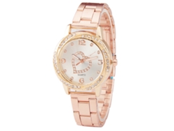 Reloj De Pulsera Analógico De Cuarzo De Acero Zhoulianfa Para Hombre Y Mujer - Rojo Rosa