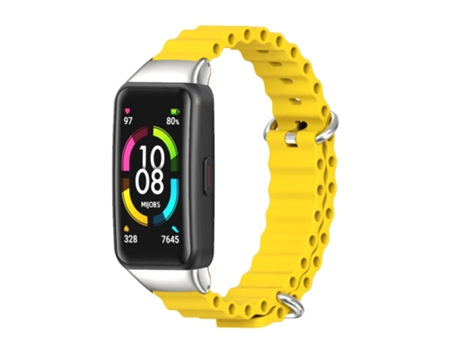 Correa de reloj inteligente para Huawei Band 7/7 NFC MIJOBS CS Correa de reloj transpirable de silicona marina (amarillo plateado)