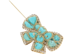 Broche Decorativo Em Cobre Turquesa Com Laço Para Casacos E Vestidos, Acessório Elegante E Versátil.