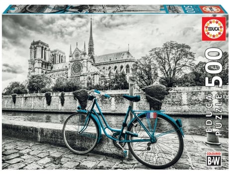 Puzzle EDUCA 500 B&W Bicicleta Cerca De Notre Dame (Edad Mínima: 12 Años - 500 Piezas)