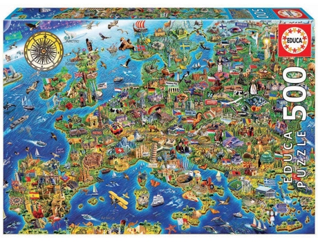 Puzzle EDUCA 500 Mapa de Europa (Edad Mínima: 12 Años - 500 Piezas)