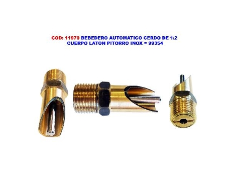 Bebedero automatico cerdo 1-2 cuerpo laton pitorro inox 99354