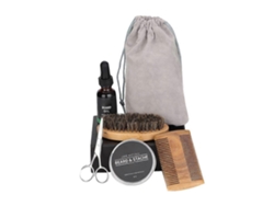 Kit para el cuidado de la barba: aceite, bálsamo, peine, tijeras, cepillo y estuche. Tienda Jinyubo