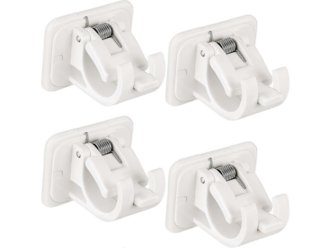 Soporte De Varilla De Cortina Adhesivo Para Baño Hogar Hotel Gancho De Cortina Blanco 4 Piezas