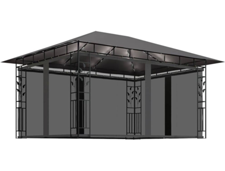 vidaXL Cenador con mosquitera tira luz LED antracita 4x3x2,73m 180g/m²