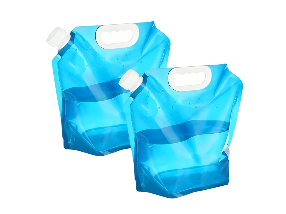 Bolsa De Agua Plegable De 5l (2 Unidades), Sin Bpa, Portátil Para Camping, Senderismo Y Emergencias.