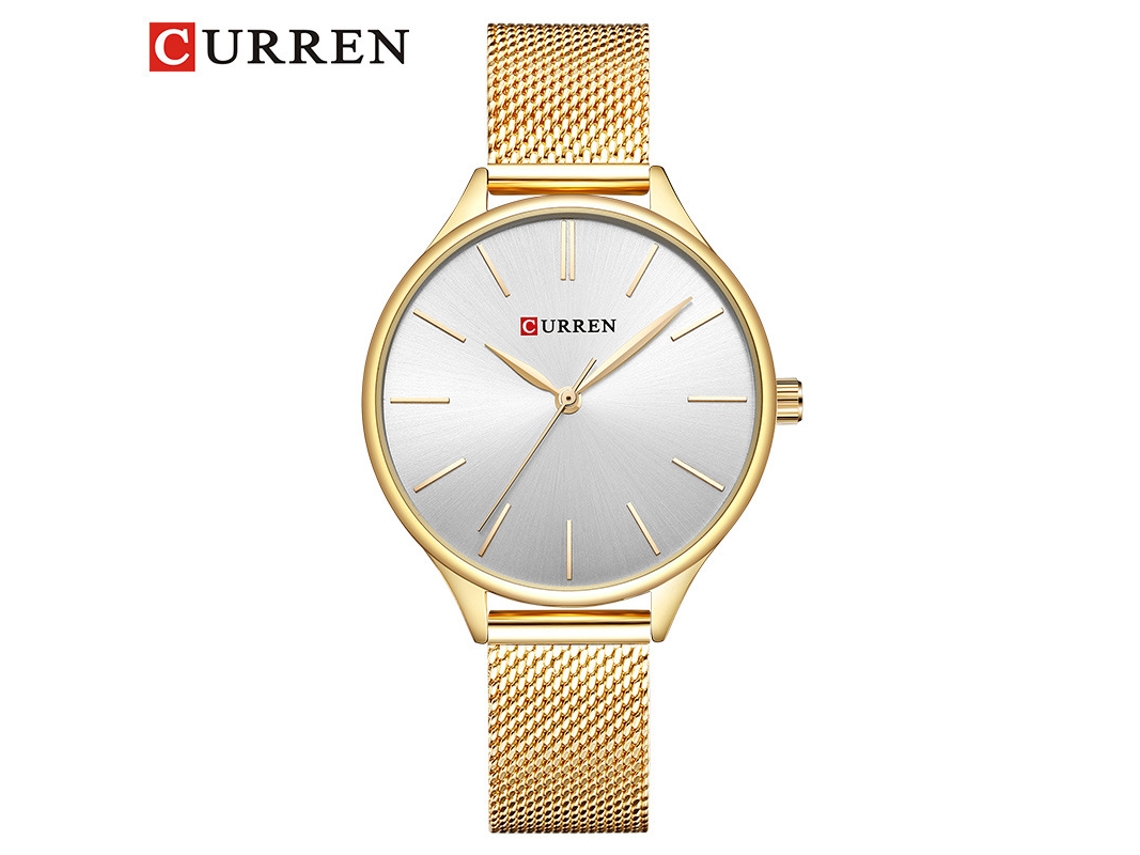 Reloj De Cuarzo Ultrafino E Impermeable Para Mujer Con Correa De Malla (oro Blanco).