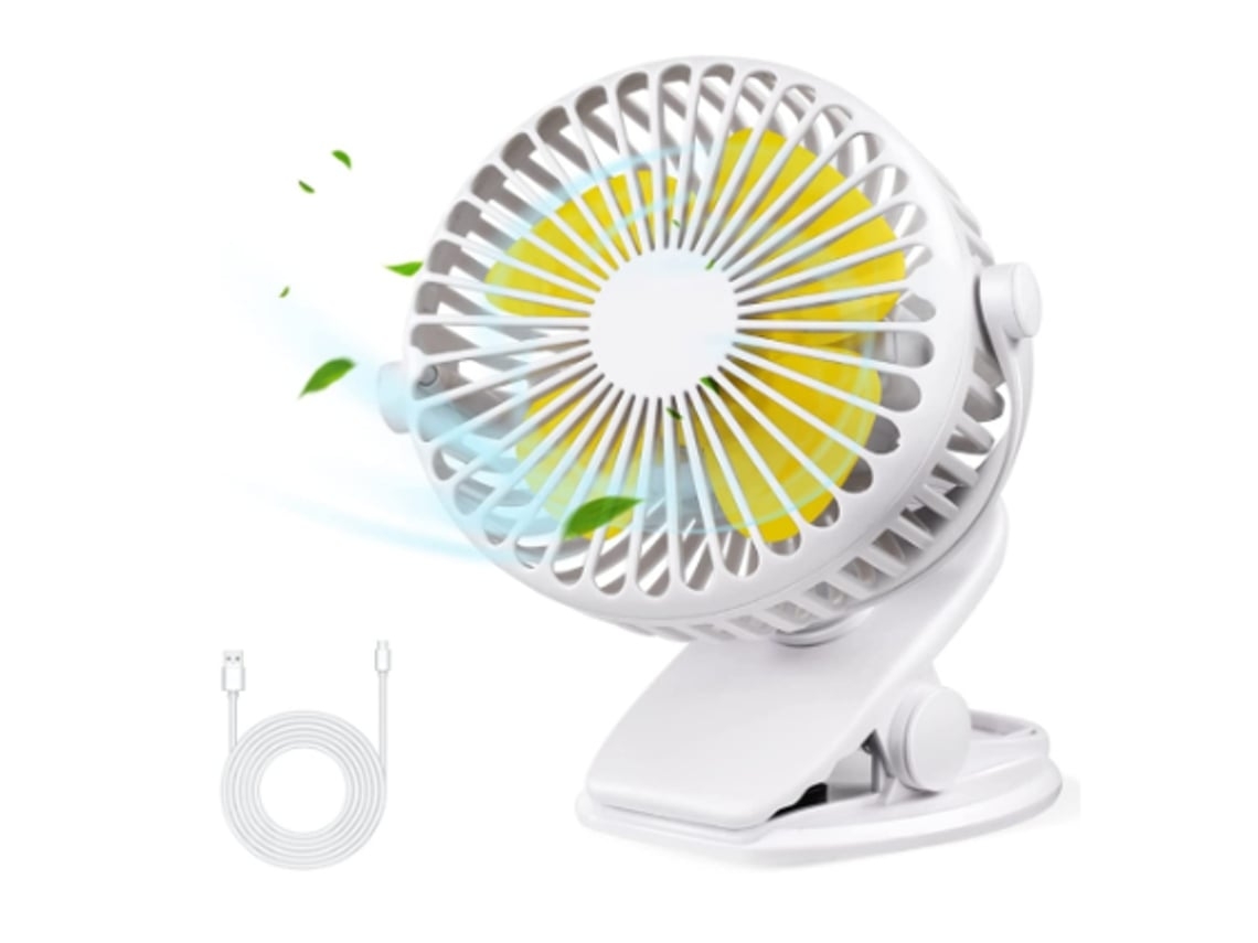 Mini ventilador con clip, ventilador de escritorio silencioso, mini ventilador USB recargable, batería portátil ajustable USHION