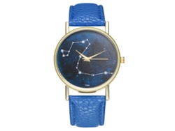 Elegante Reloj De Pulsera Galaxy Watch Quartz Con Correa De Cuero Azul Marino.
