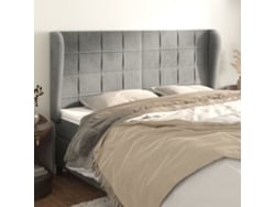 Cabecero Con Orejas De Terciopelo Gris Claro 183x23x118/128 Cm