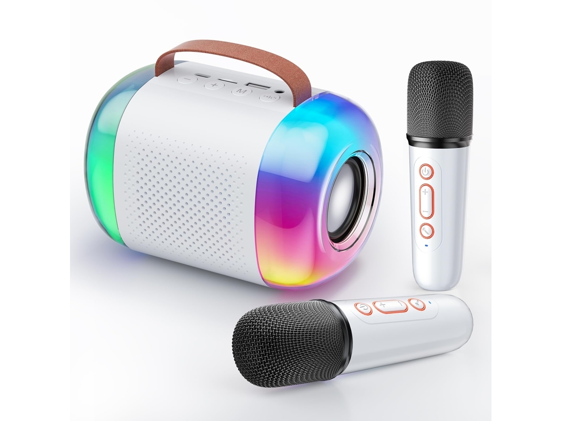 Mini máquina de karaoke para niños, altavoz Bluetooth portátil con 2 micrófonos inalámbricos, regalo para niñas de 4 a 5 años, juguetes Chennnls