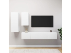 Set De Muebles De Salón Tv 4 Uds | Armario Para Tv Madera De Ingeniería Blanco