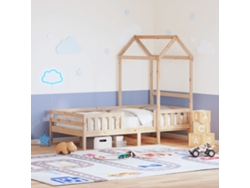 Estructura De Cama Con Techo Madera Maciza De Pino 75x190 Cm