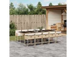 Juego de comedor de jardín de 11 piezas con cojines de mimbre beige de DKD Home Decor