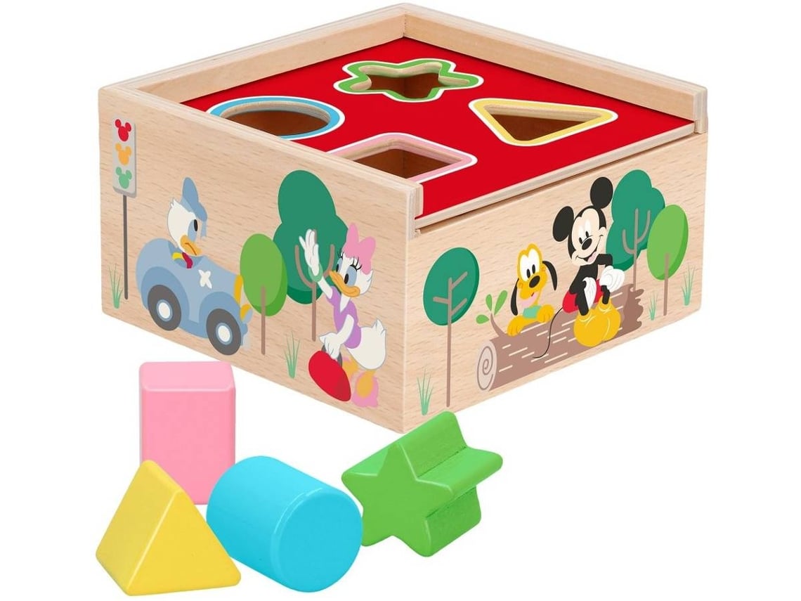 Juego Didacticos WOOMAX Cubo 4 formas encajables madera Disney 13 5x13x7 5 cm 12 meses Worten.es