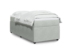 Cama Box Spring Con Colchón Terciopelo Gris Claro 90x190 Cm