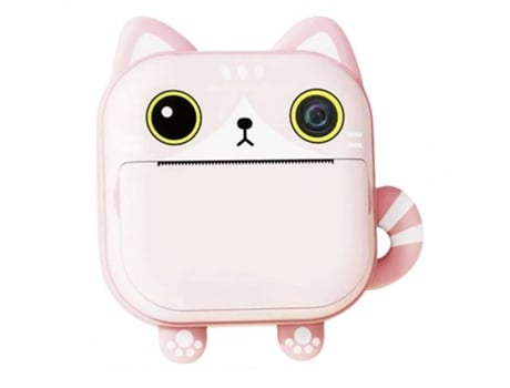 Máquina Fotográfica Pantalla Infantil Instantánea Full HD Ips de 2,4 Pulgadas con Impresión Instantánea con Cordón Rosa Gato