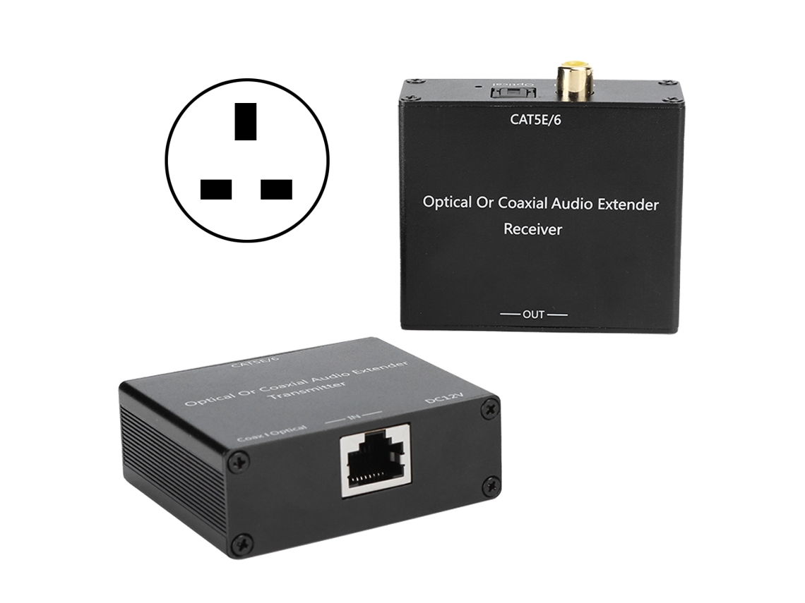 Extensor De Audio Digital, Convertidor Coaxial Y De Fibra Óptica Para Cable Cat5e/6, Decodificador Con Enchufe Británico.
