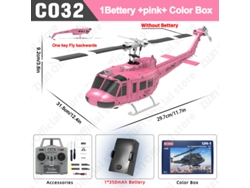 Helicóptero RC C032 2.4G, giroscopio de 6 ejes, 6 canales, retención de altitud, flujo óptico, sin escobillas, control remoto para niños, rosa, Aeuzwr