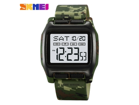 Reloj digital cuadrado para hombre con números y esfera grande, relojes LED impermeables, camuflaje verde militar LUUCOZK