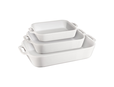 Ceramique Set de bandejas horno M/L/XL 3-pzs, Blanco STAUB